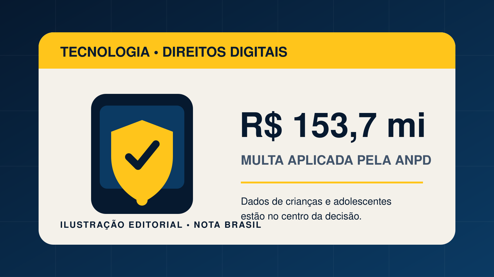 Ilustração editorial de um celular protegido por um escudo e símbolos de dados