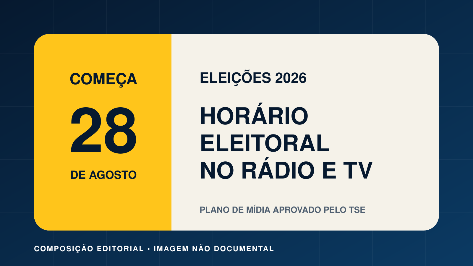 Composição editorial com a data de início do horário eleitoral no rádio e na televisão